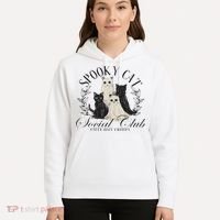 Spooky Cat Social Club Ghost Cat Halloween Gothic Black Cat Hoodie thumb 5