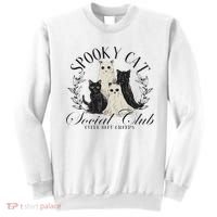 Spooky Cat Social Club Ghost Cat Halloween Gothic Black Cat Sweatshirt thumb 0
