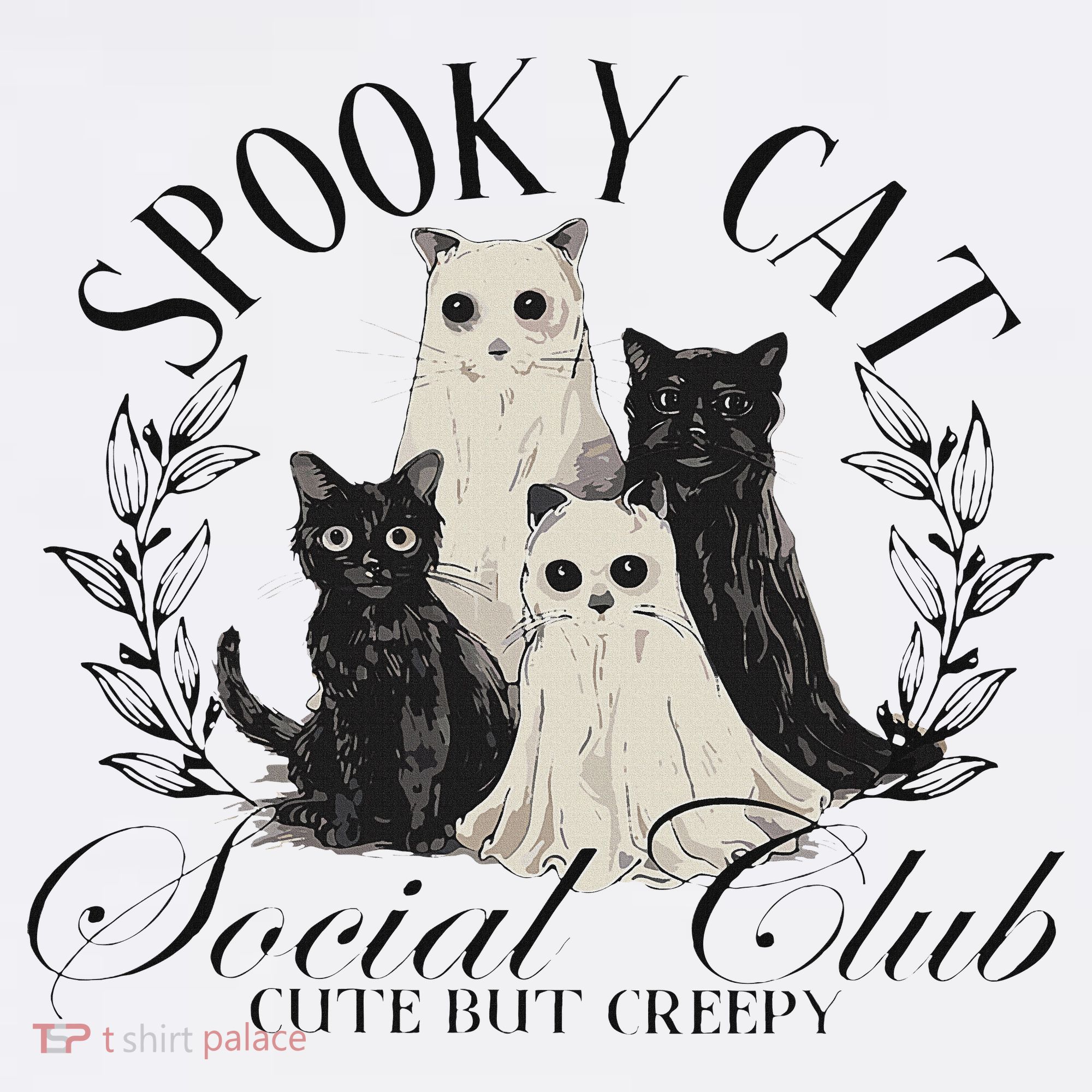 Spooky Cat Social Club Ghost Cat Halloween Gothic Black Cat Sweatshirt