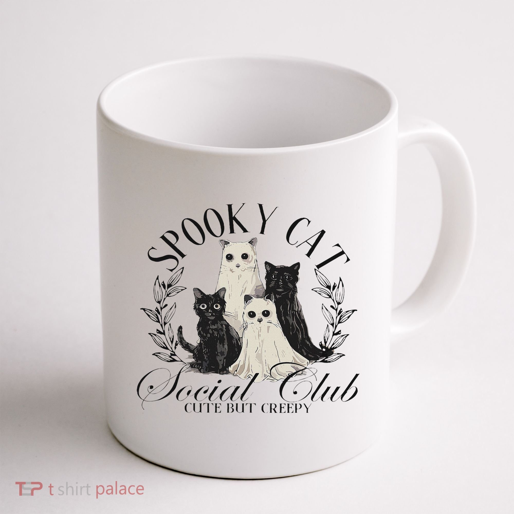 Spooky Cat Social Club Ghost Cat Halloween Gothic Black Cat Coffee Mug
