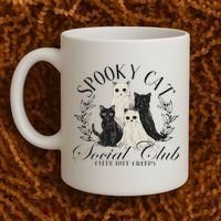 Spooky Cat Social Club Ghost Cat Halloween Gothic Black Cat Coffee Mug thumb 2