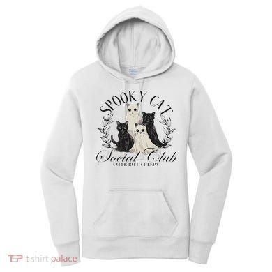 Spooky Cat Social Club Ghost Cat Halloween Gothic Black Cat Women's Hoodie