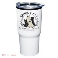 Spooky Cat Social Club Ghost Cat Halloween Gothic Black Cat Tumbler thumb 0