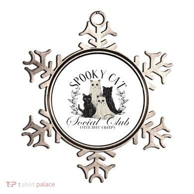 Spooky Cat Social Club Ghost Cat Halloween Gothic Black Cat Ornament