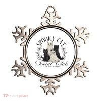 Spooky Cat Social Club Ghost Cat Halloween Gothic Black Cat Ornament thumb 0