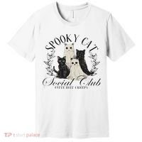 Spooky Cat Social Club Ghost Cat Halloween Gothic Black Cat Premium T-Shirt thumb 0