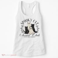 Spooky Cat Social Club Ghost Cat Halloween Gothic Black Cat Women's Tank Top thumb 0