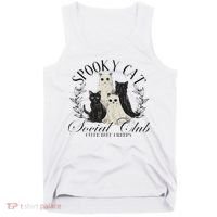 Spooky Cat Social Club Ghost Cat Halloween Gothic Black Cat Tank Top thumb 0