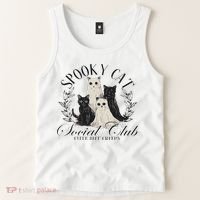 Spooky Cat Social Club Ghost Cat Halloween Gothic Black Cat Tank Top thumb 2
