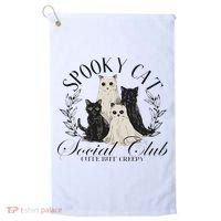 Spooky Cat Social Club Ghost Cat Halloween Gothic Black Cat Golf Towel thumb 0