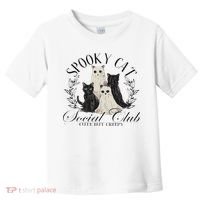 Spooky Cat Social Club Ghost Cat Halloween Gothic Black Cat Toddler T-Shirt thumb 0