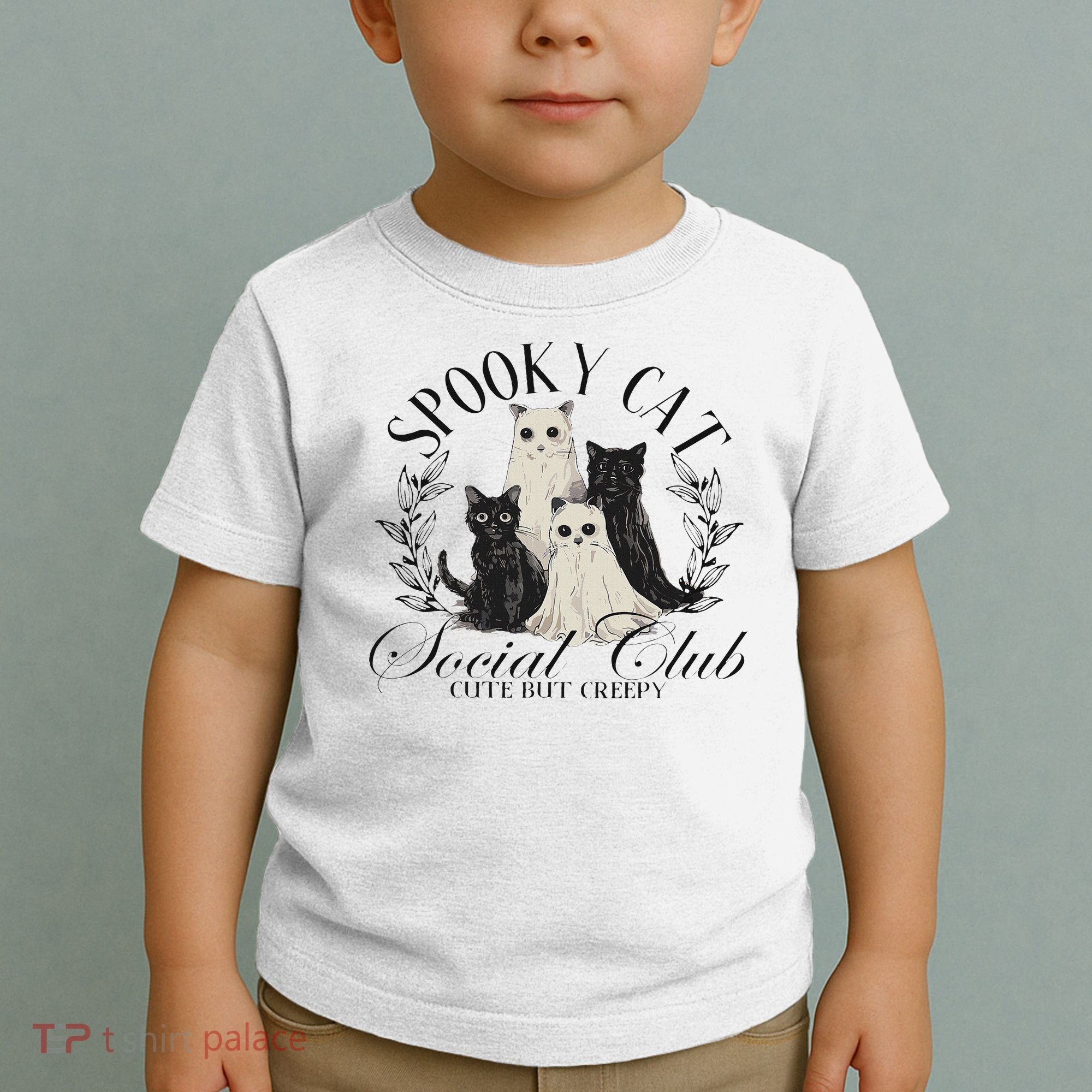 Spooky Cat Social Club Ghost Cat Halloween Gothic Black Cat Toddler T-Shirt