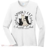 Spooky Cat Social Club Ghost Cat Halloween Gothic Black Cat Women's Long Sleeve Shirt thumb 0