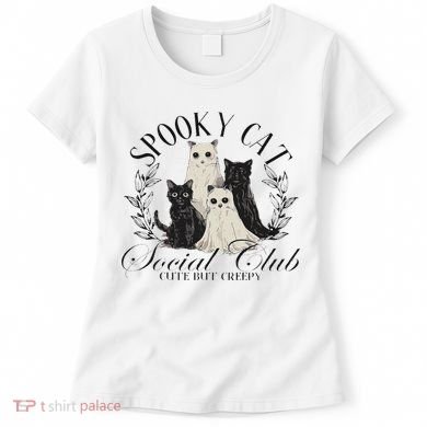 Spooky Cat Social Club Ghost Cat Halloween Gothic Black Cat Women's T-Shirt