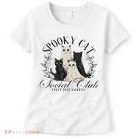 Spooky Cat Social Club Ghost Cat Halloween Gothic Black Cat Women's T-Shirt thumb 0