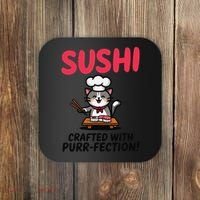 Sushi Cat  Sushi Roll Japanese Food Preppy Cat Coaster thumb 0