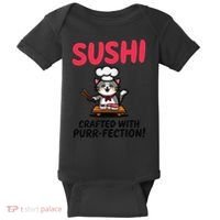 Sushi Cat  Sushi Roll Japanese Food Preppy Cat Baby Bodysuit thumb 0