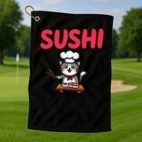 Sushi Cat  Sushi Roll Japanese Food Preppy Cat Golf Towel thumb 1