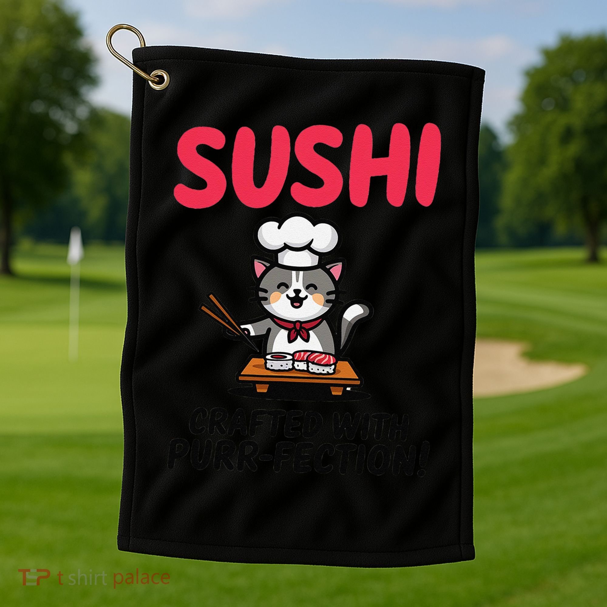 Sushi Cat  Sushi Roll Japanese Food Preppy Cat Golf Towel