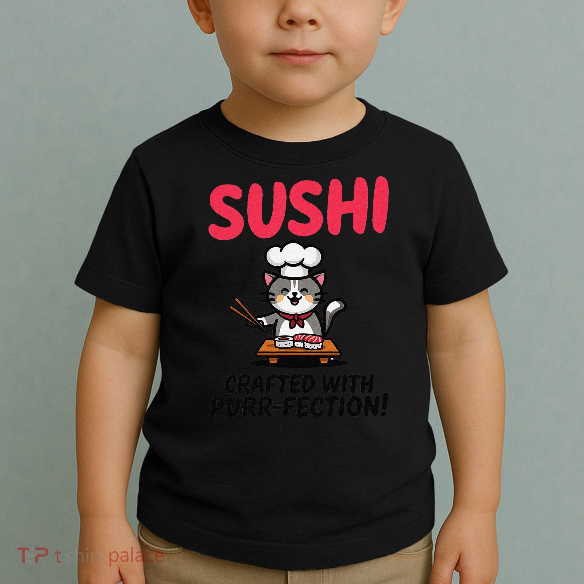 Sushi Cat  Sushi Roll Japanese Food Preppy Cat Toddler T-Shirt