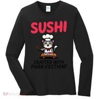 Sushi Cat  Sushi Roll Japanese Food Preppy Cat Women's Long Sleeve Shirt thumb 0