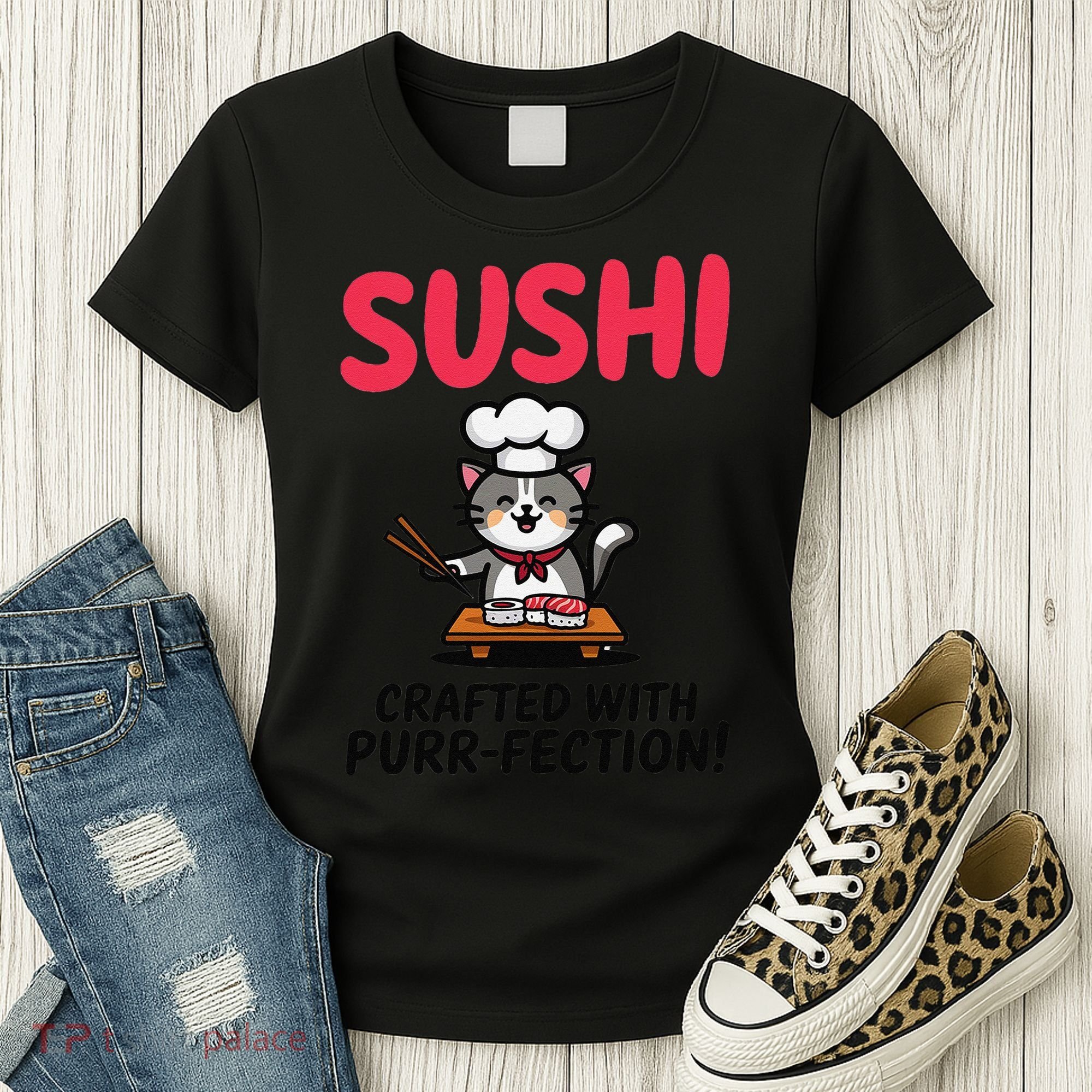 Sushi Cat  Sushi Roll Japanese Food Preppy Cat Women's T-Shirt