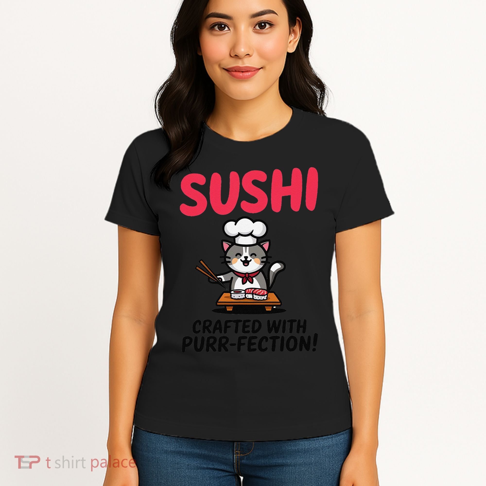 Sushi Cat  Sushi Roll Japanese Food Preppy Cat Women's T-Shirt