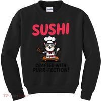 Sushi Cat  Sushi Roll Japanese Food Preppy Cat Kids Sweatshirt thumb 0