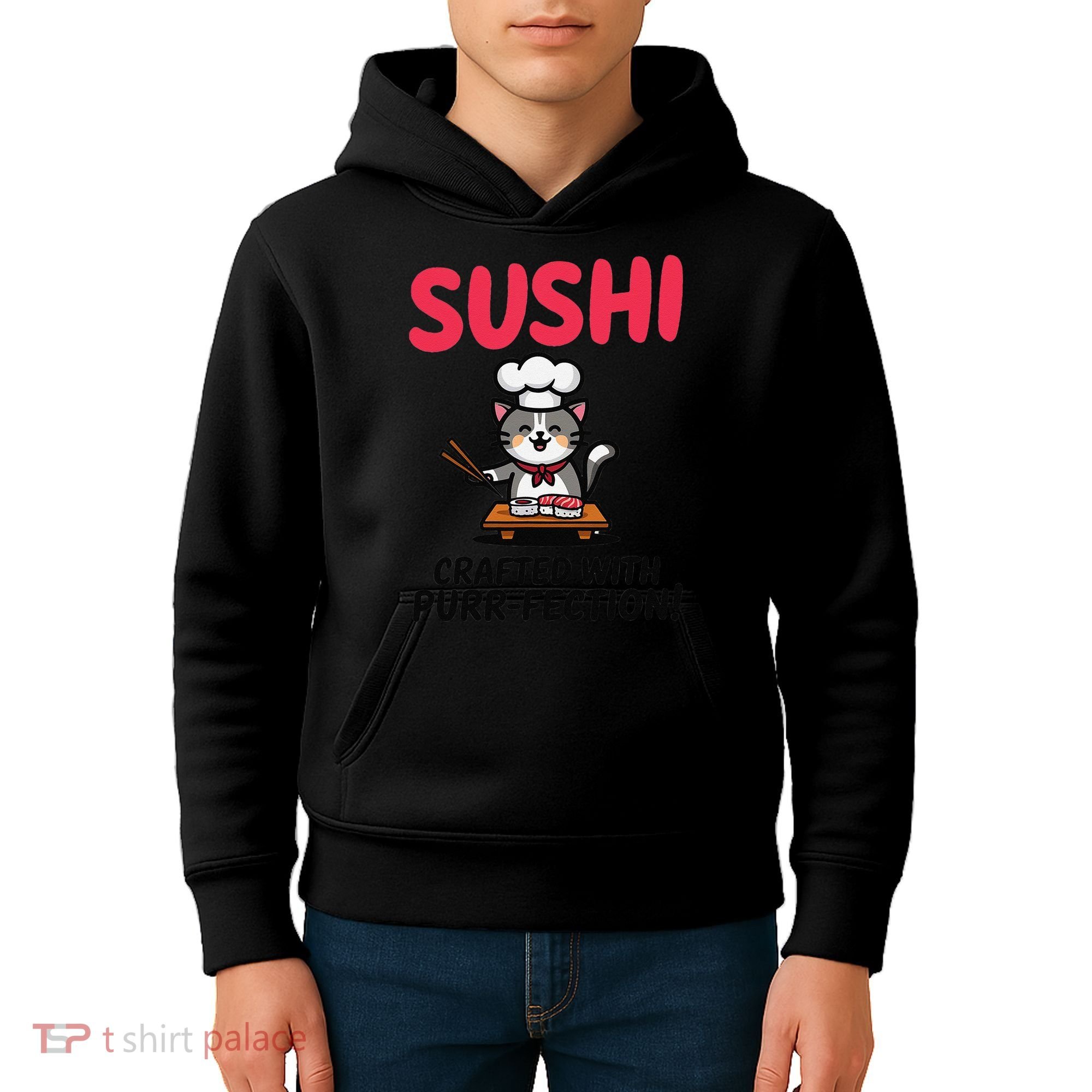 Sushi Cat  Sushi Roll Japanese Food Preppy Cat Kids Hoodie