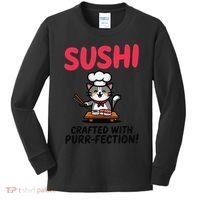 Sushi Cat  Sushi Roll Japanese Food Preppy Cat Kids Long Sleeve Shirt thumb 0