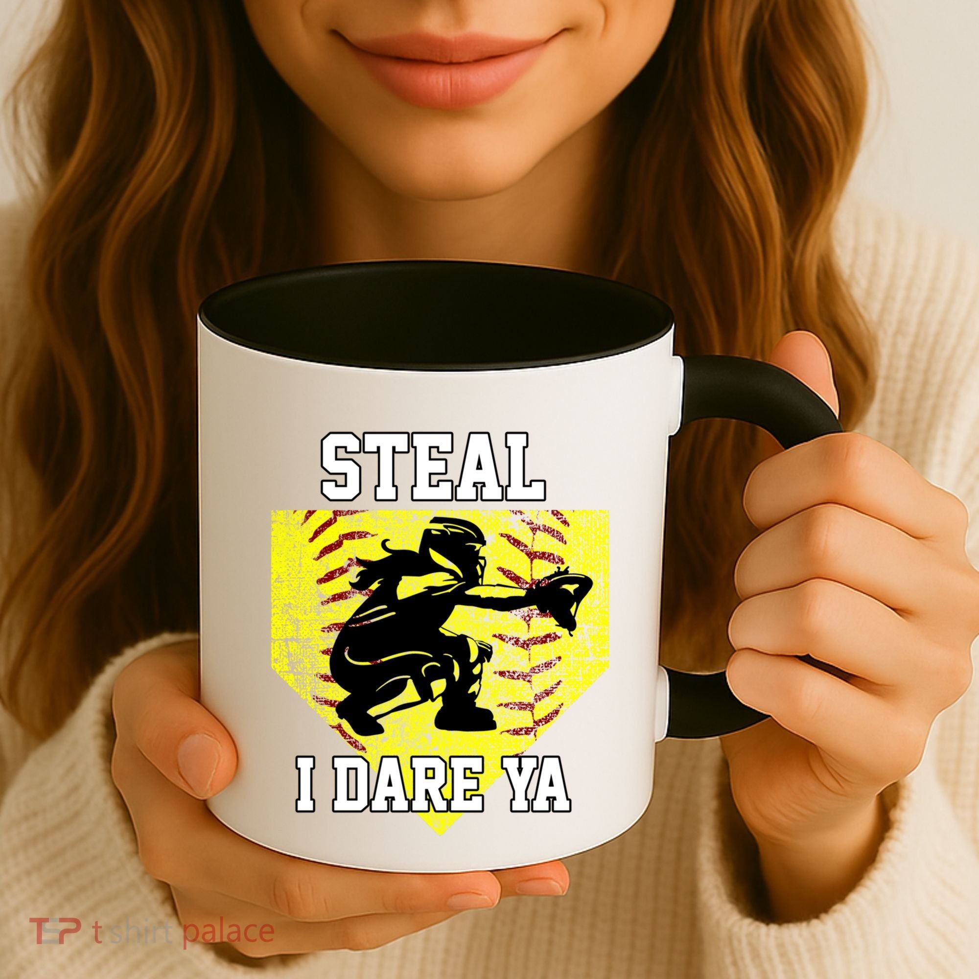 Softball Catcher Steal I Dare Ya Funny Player Gift Coffee Mug
