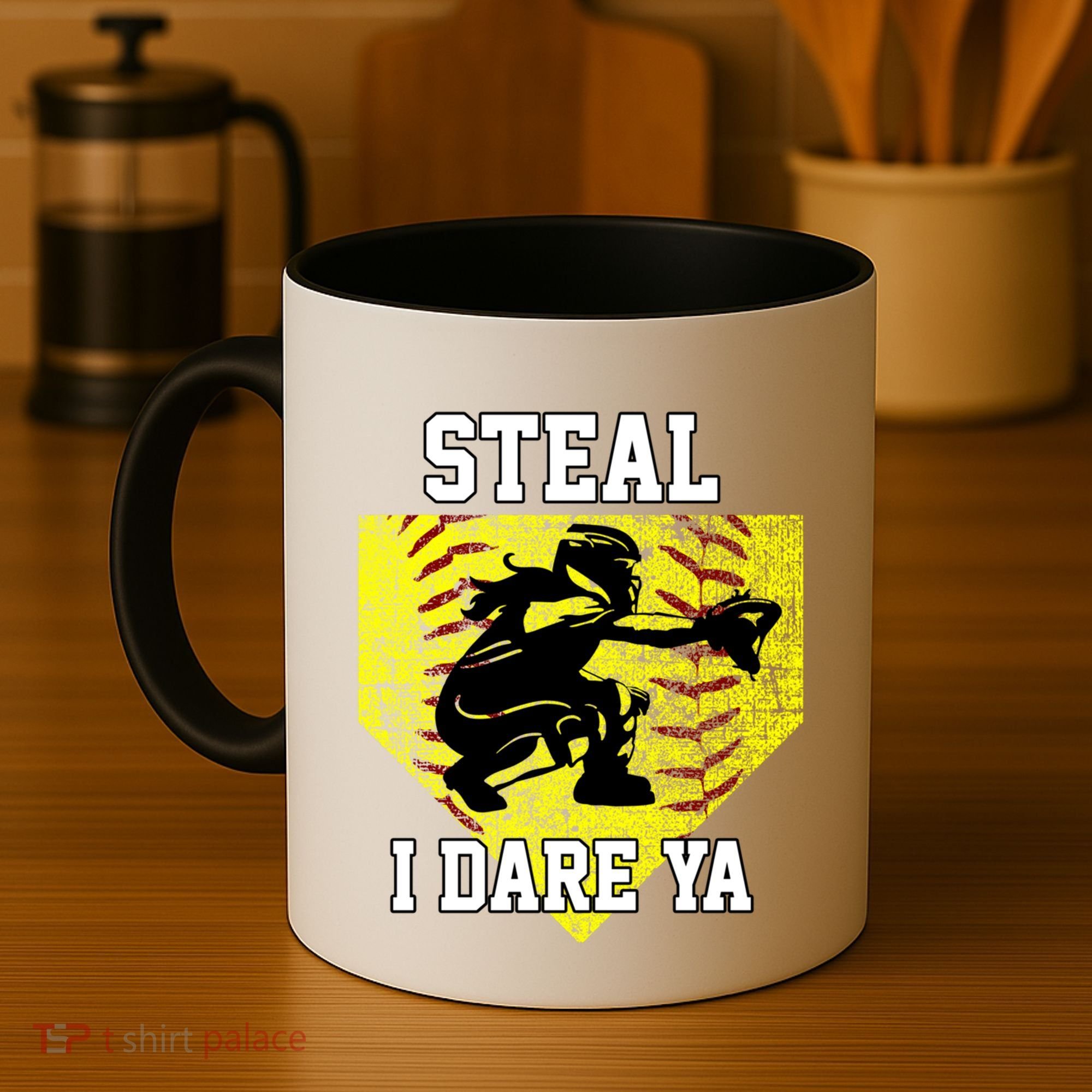 Softball Catcher Steal I Dare Ya Funny Player Gift Coffee Mug