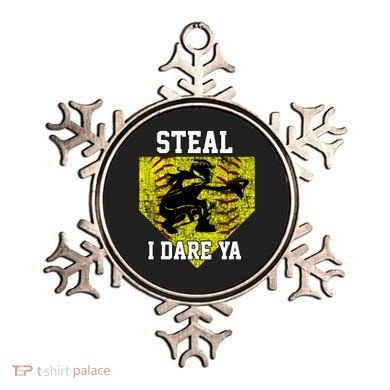 Softball Catcher Steal I Dare Ya Funny Player Gift Ornament