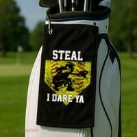 Softball Catcher Steal I Dare Ya Funny Player Gift Golf Towel thumb 2