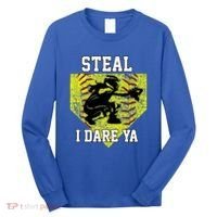 Softball Catcher Steal I Dare Ya Funny Player Gift Long Sleeve Shirt thumb 0