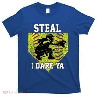 Softball Catcher Steal I Dare Ya Funny Player Gift T-Shirt thumb 0