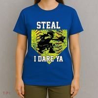 Softball Catcher Steal I Dare Ya Funny Player Gift T-Shirt thumb 4