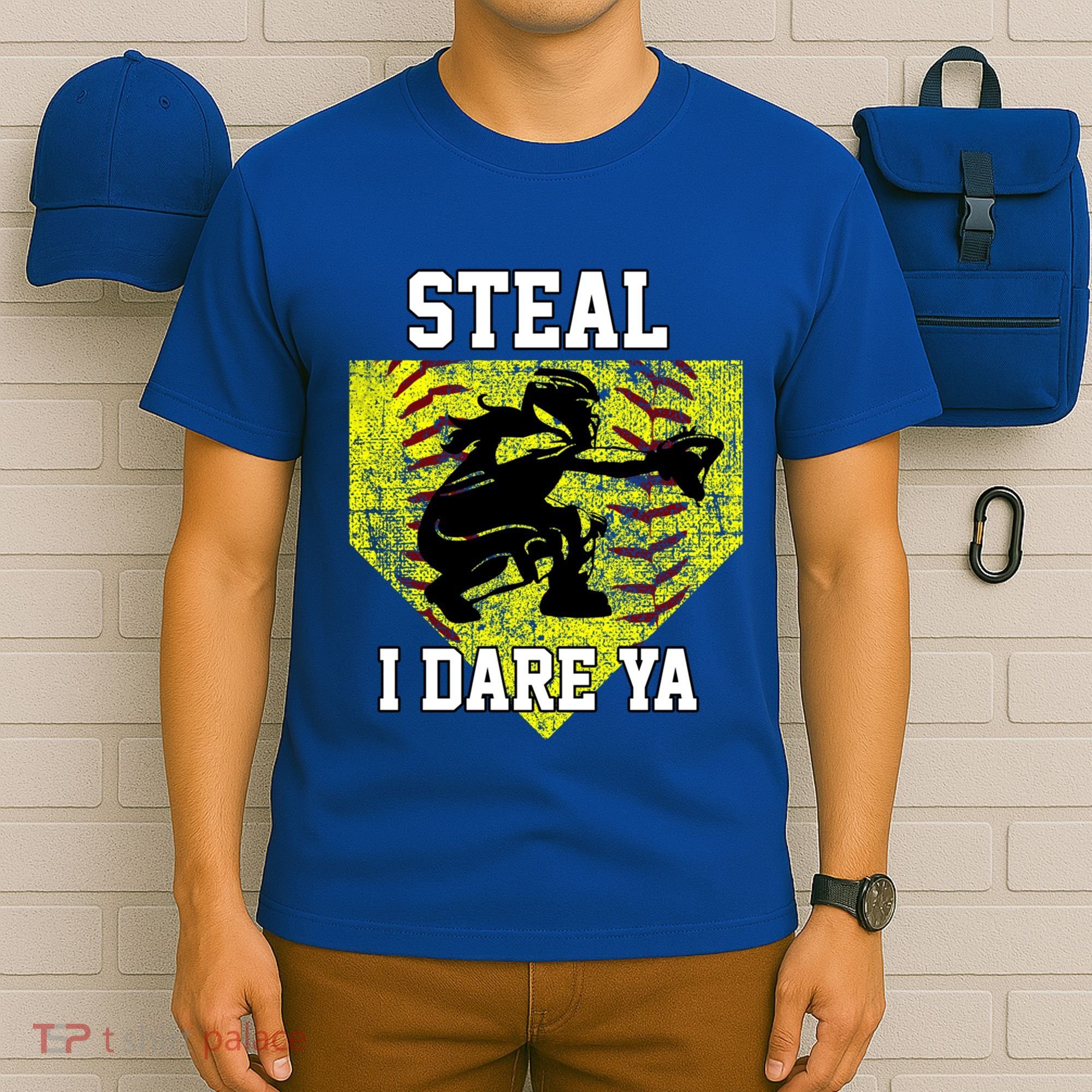 Softball Catcher Steal I Dare Ya Funny Player Gift T-Shirt