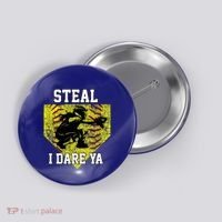 Softball Catcher Steal I Dare Ya Funny Player Gift Button thumb 0