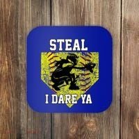 Softball Catcher Steal I Dare Ya Funny Player Gift Coaster thumb 0