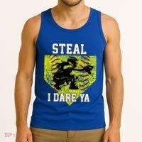 Softball Catcher Steal I Dare Ya Funny Player Gift Tank Top thumb 3