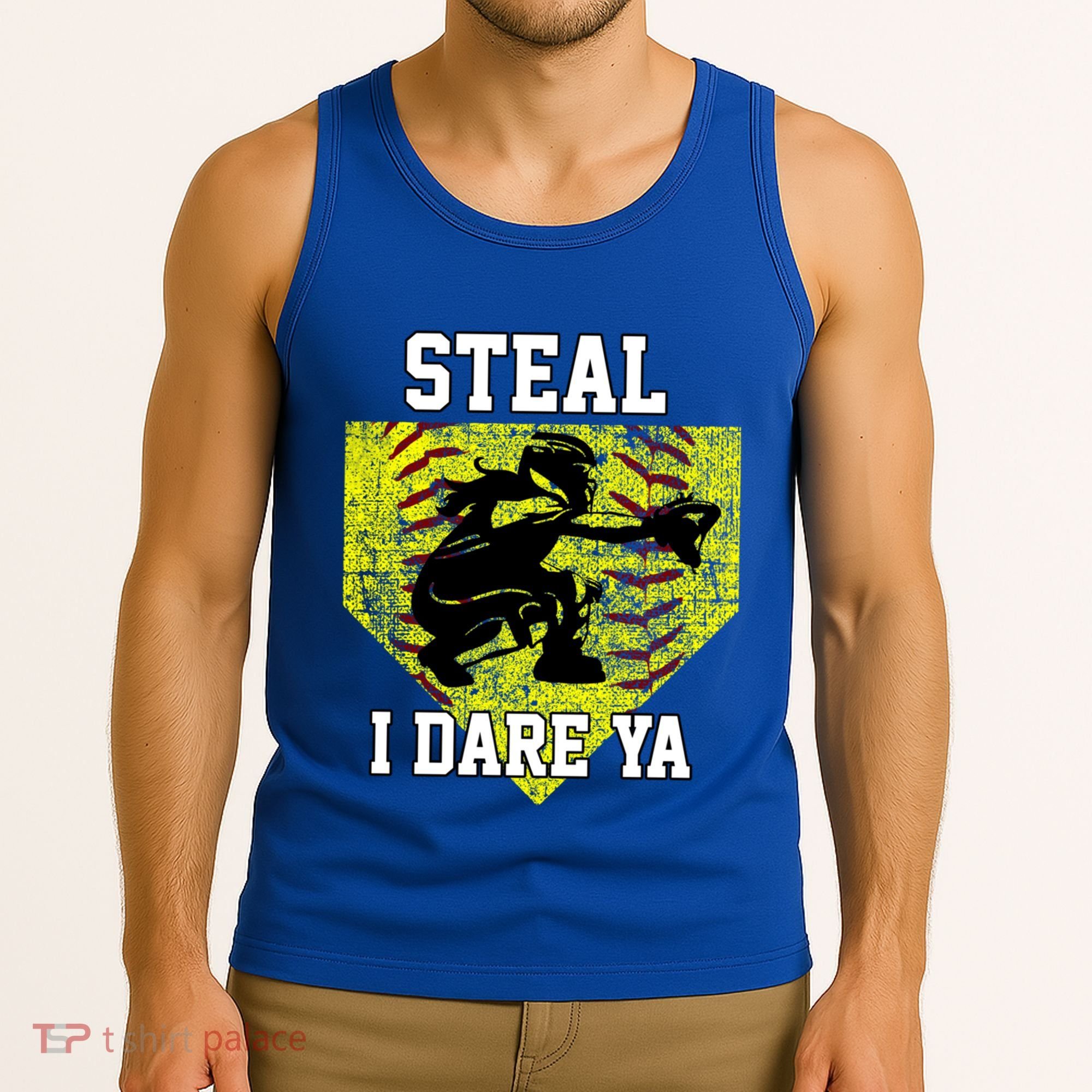 Softball Catcher Steal I Dare Ya Funny Player Gift Tank Top