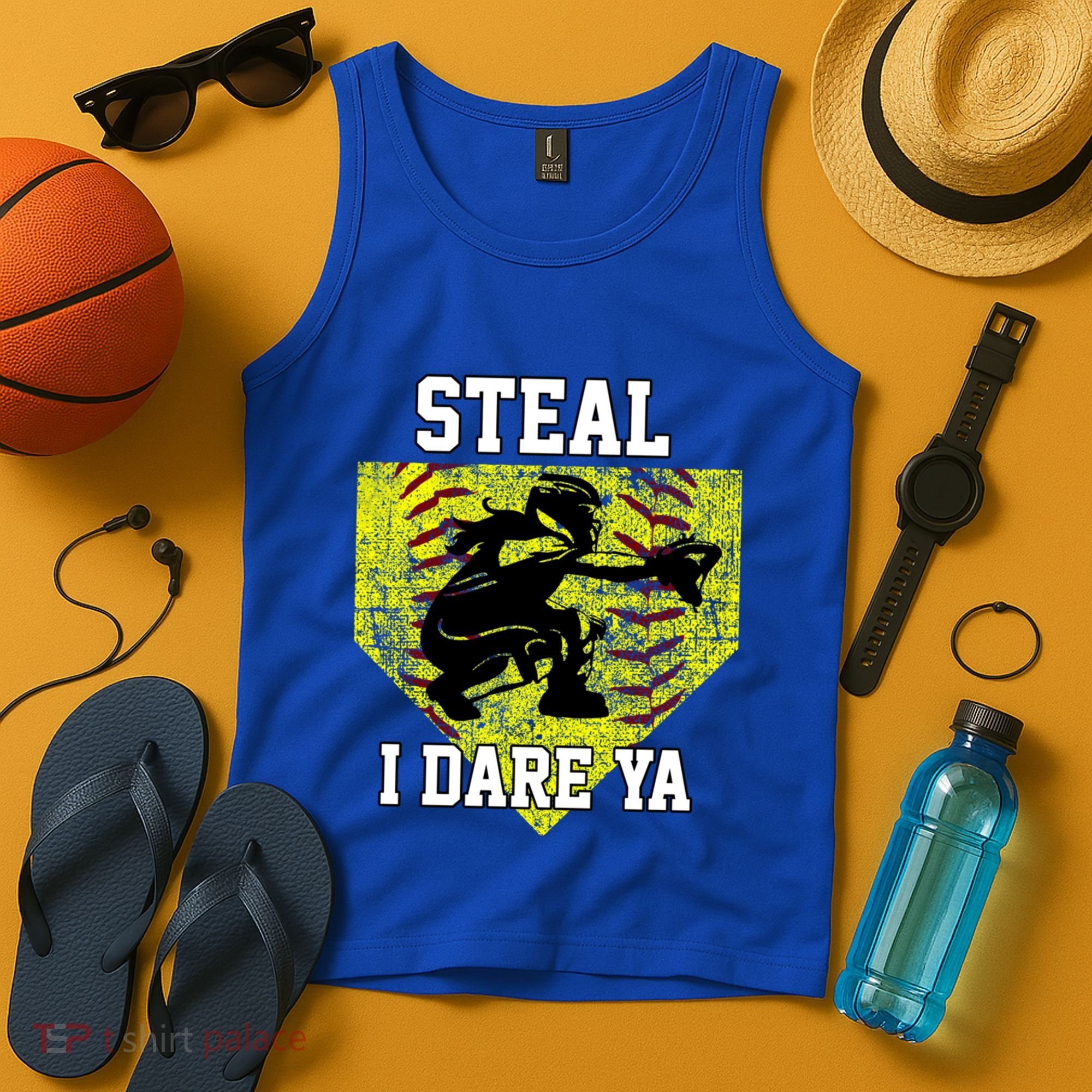 Softball Catcher Steal I Dare Ya Funny Player Gift Tank Top