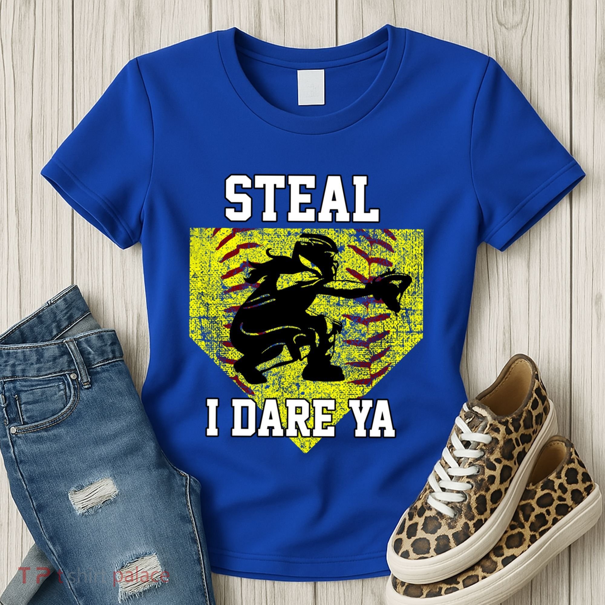 Softball Catcher Steal I Dare Ya Funny Player Gift Women's T-Shirt