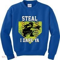Softball Catcher Steal I Dare Ya Funny Player Gift Kids Sweatshirt thumb 0