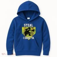 Softball Catcher Steal I Dare Ya Funny Player Gift Kids Hoodie thumb 0
