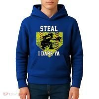 Softball Catcher Steal I Dare Ya Funny Player Gift Kids Hoodie thumb 4