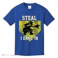 Softball Catcher Steal I Dare Ya Funny Player Gift Kids T-Shirt thumb 0