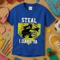 Softball Catcher Steal I Dare Ya Funny Player Gift Kids T-Shirt thumb 3