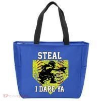 Softball Catcher Steal I Dare Ya Funny Player Gift Tote Bag thumb 0